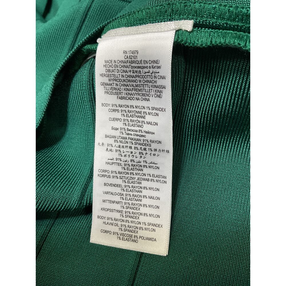 Herve Leger Sleek Alpine Green V Neck Bandage Mini Dress Size M NWT - Picture 5 of 5